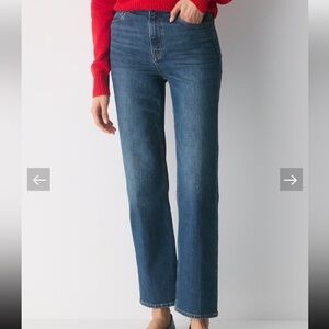 Denim Forum-The Arlo High Rise Straight Leg Blue Jeans